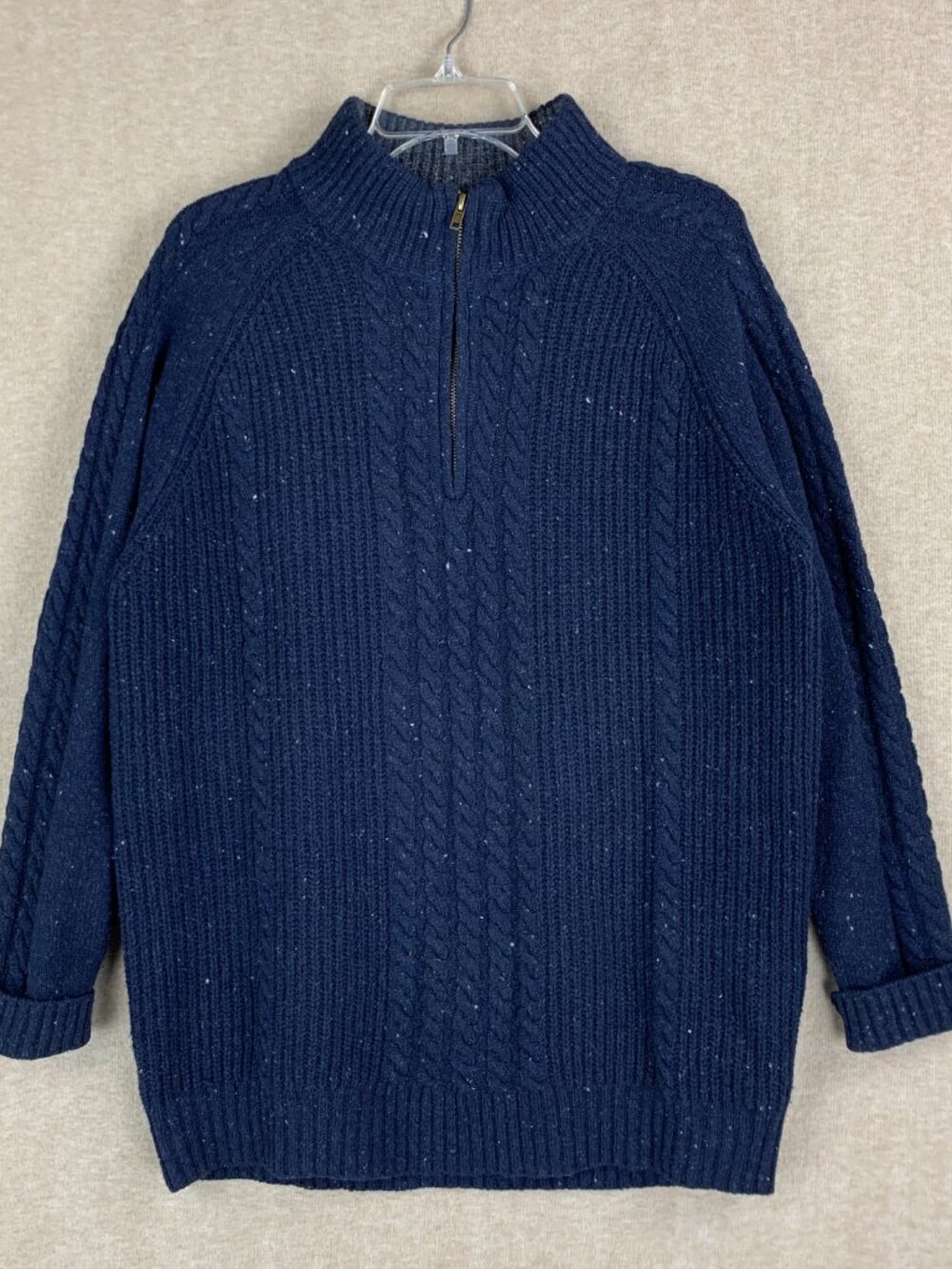 Irelands Eye Sweater  XL Wool Cashmere Blue Fisherman Chunky Knit Pullover Cable